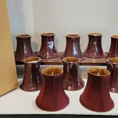 (10) Pottery Barn Wine Colored Chandelier Shades (mostly new) w/box