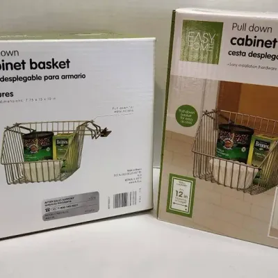 (2) Unopened Pull Down Cabinet Baskets (basket size 7"x9.5"x10")