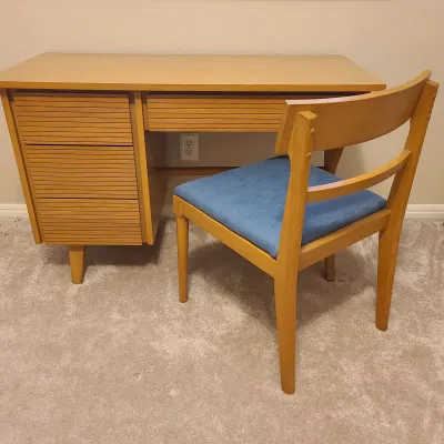 Mid-century Maple Desk And Chair