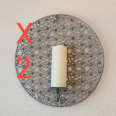 PAIR of Large Metal Candle Sconces