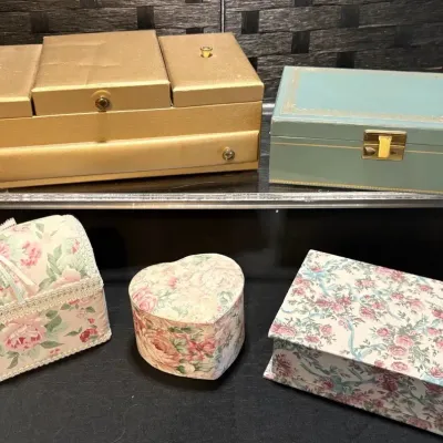 Vintage and Newer Paperboard Lined Jewelry Boxes