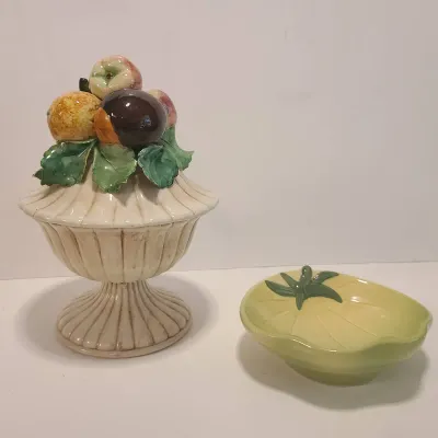 Italian Handpainted Lidded Dish And Williams-Sonoma Bowl