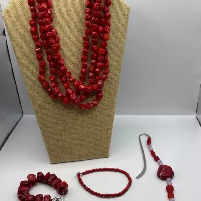 Lucas Lameth and Other Red Coral Jewelry and Bookmark 