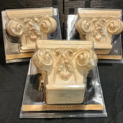 (3) Cream & Gold Sconces By La Vue Collection (unopened) 