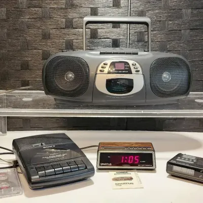 Portable CD/Radio/cassette Player, Sony Cassette Recorder & 2 Alarm Clarks
