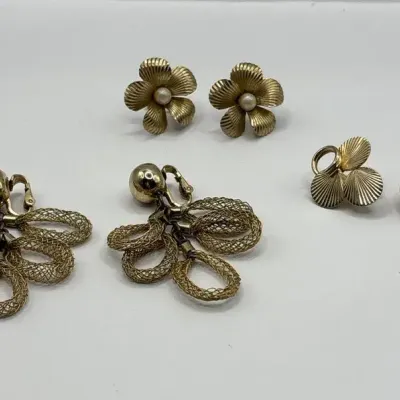 Napier Mesh Floral and Other Clip- On Earrings 