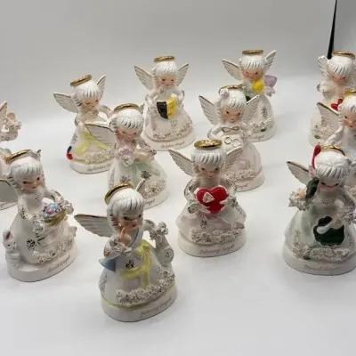 Napco Porcelain Angels- Months Of The Year-  Complete Set  