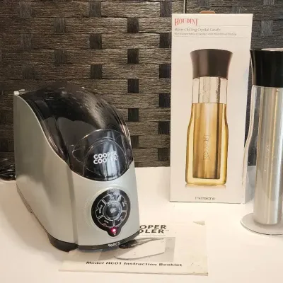 Cooper Cooler (bottles/cans/wine) & Wine-chilling Crystal Carafe (new in Box) 