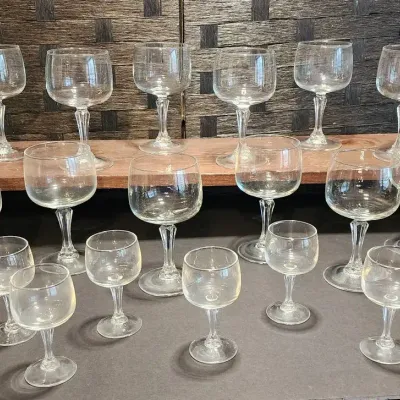 (12) Crystal Cordial or Sherry Glasses & (6) Crystal Liqueur Glasses