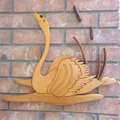 Carved Wooden Goose Wall Art