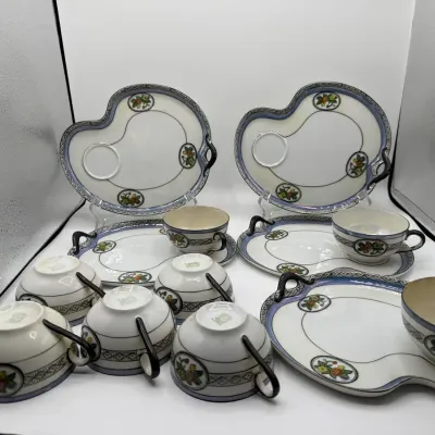 Vintage Nortitake Luminescent Tea Cups and Snack Trays