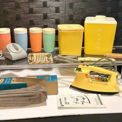 Vintage Kitchen and Household- Tupperware Cups, Electric Timer, GE Iron, More 