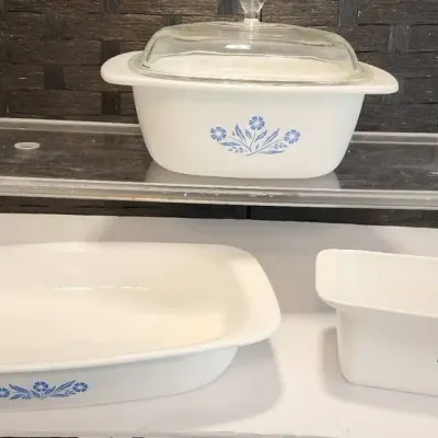 Corning Ware (Blue Cornflower) 4qt. Dutch Oven, Roaster & 2qt. Loaf