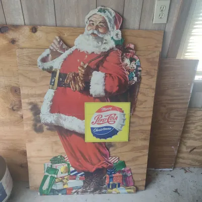 Vintage Cardboard Pepsi Cola Santa
