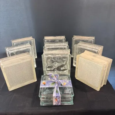10 Vintage Architectural Glass Blocks 