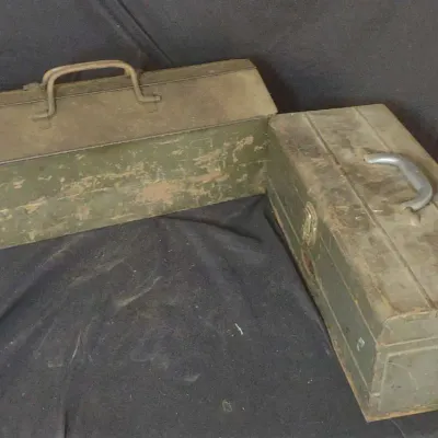 Two Vintage Metal Tool Boxes With Contents