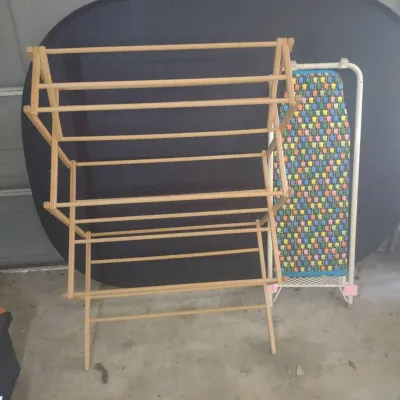 Wood Clothes Rack And Door Hanging Ironing Board