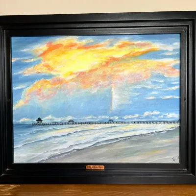 Painting Of The Sea At Sunset - 20x16.5 Inches