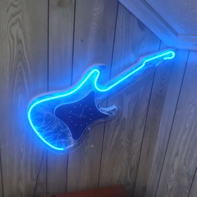 Neon Guitar Clock 