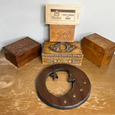 Assorted Storage Boxes And Key Rack