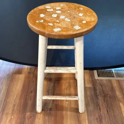 4 Vintage Counter Height Wooden Bar Stools