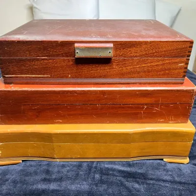 Vintage Wooden Flatware Storage Boxes - x3
