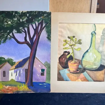 Randolph Venable Bold Colored Watercolors - x2