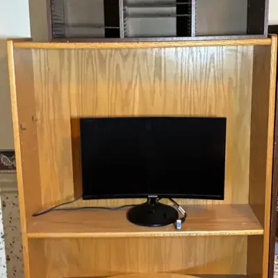 Office Supples And Bookshelf