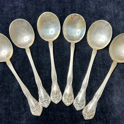Alvin Sterling Silver Soup Spoons - 7.3 Ounces