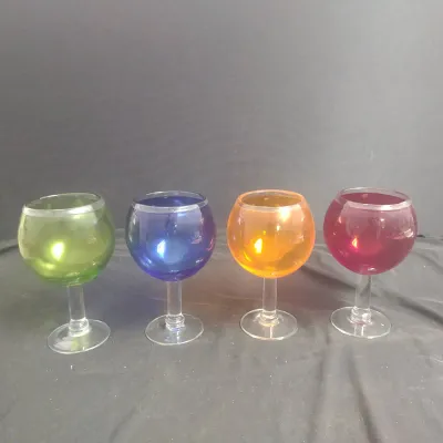Colorful Glass Stemmed Goblet Quartet