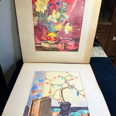 Randolph Venable Watercolors Of Florals - x2