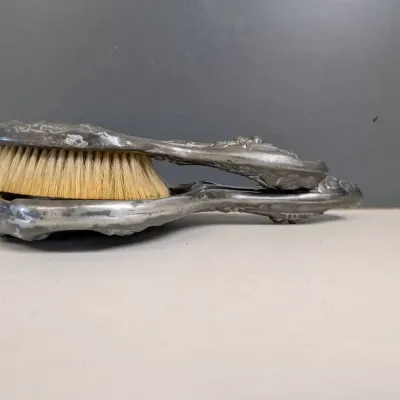 Art Nouveau Hand Mirror and Hairbrush
