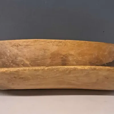 Primative Hand-Carved Wooden Dough Bowl 