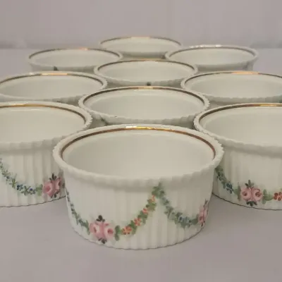 French Porcelain Ramekins Marked Mehun Déposé