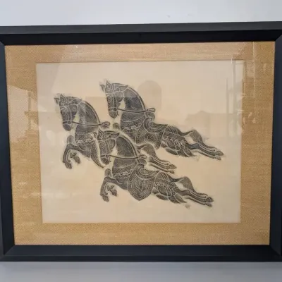 Caparisoned Horses Framed  Rubbing 
