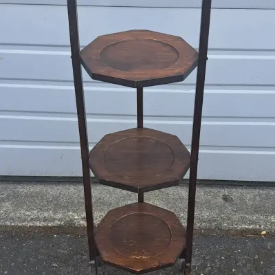 Three-Tier Folding Wooden Cake Stand 