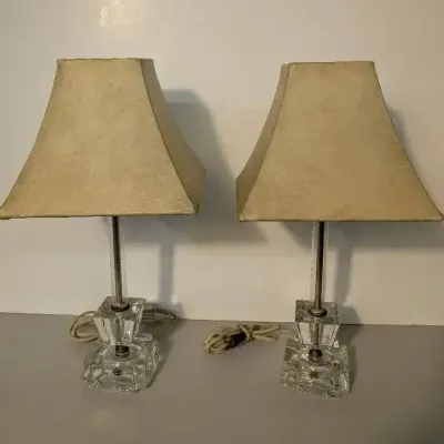 Art Deco Stacked Clear Glass Table Lamps