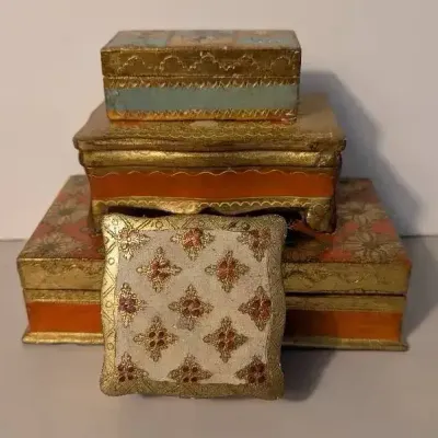Mid-Century Italian Florentine Gilt-Wood Boxes 