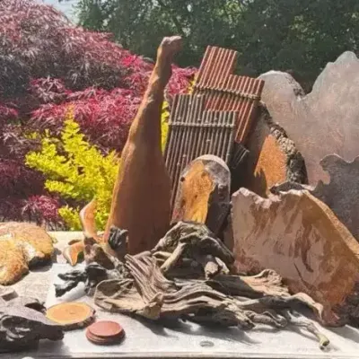 Live Edge Wood Slab and Other Garden Enhancements 