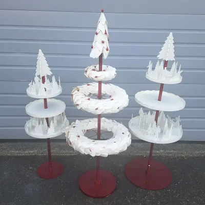 Starbucks Displays:  Red And White Fantasy Christmas Trees 
