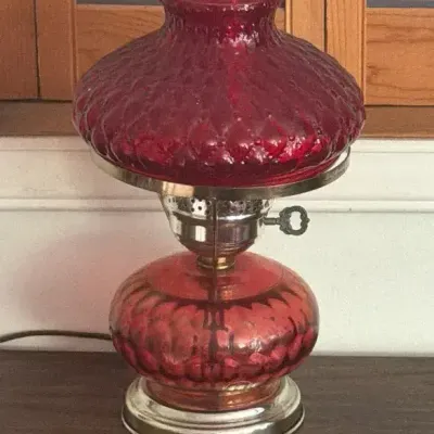 Ruby Red Hurricane Table Lamp