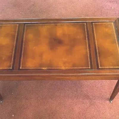 3-Section Leather Top 1 Drawer Coffee Table