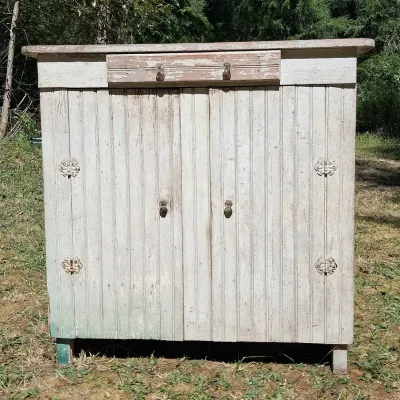 Pacific Nationals Furniture Co Primitive Wooden Cabinet w/ Beaded-Board 