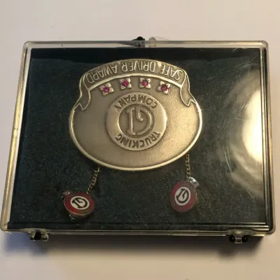 Trucking Company Safe Driver Award Sterling Silver Belt Buckle – T.G.C. – Original Case