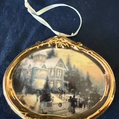 1997 Thomas Kinkade “Victorian Christmas” Hallmark Porcelain Ornament