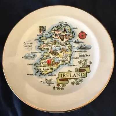  Vintage Carrigcraft Ireland Map Souvenir Plate – Carrigaline County Cork – 8”
