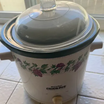 Vintage Rival 5-Quart Crock-Pot Slow Cooker – Green Grape Vine Pattern