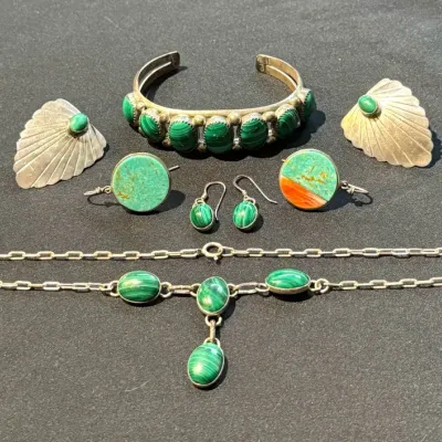 Vintage Sterling Silver Malachite Jewelry Collection