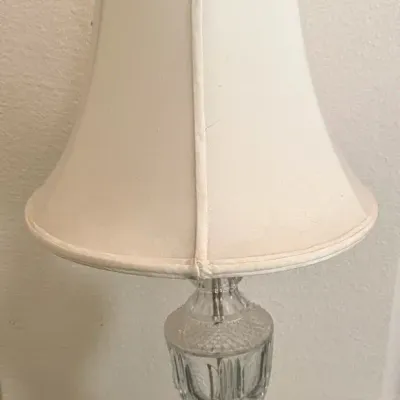 Vintage Cut-Glass Table Lamp with Brass-Tone Base & Crystal Finial