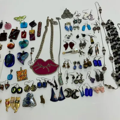Costume Jewelry With Tons Of Dichroic Ice Pieces 